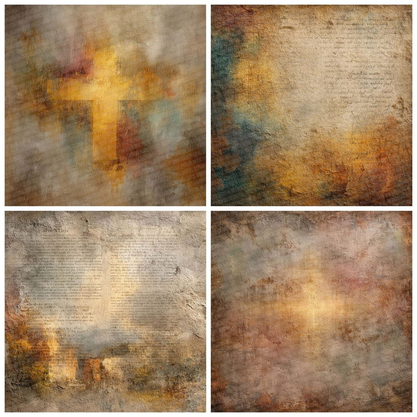 Gold Ivory Christian Sacred Layers Digital Paper Pack (DDD001887)