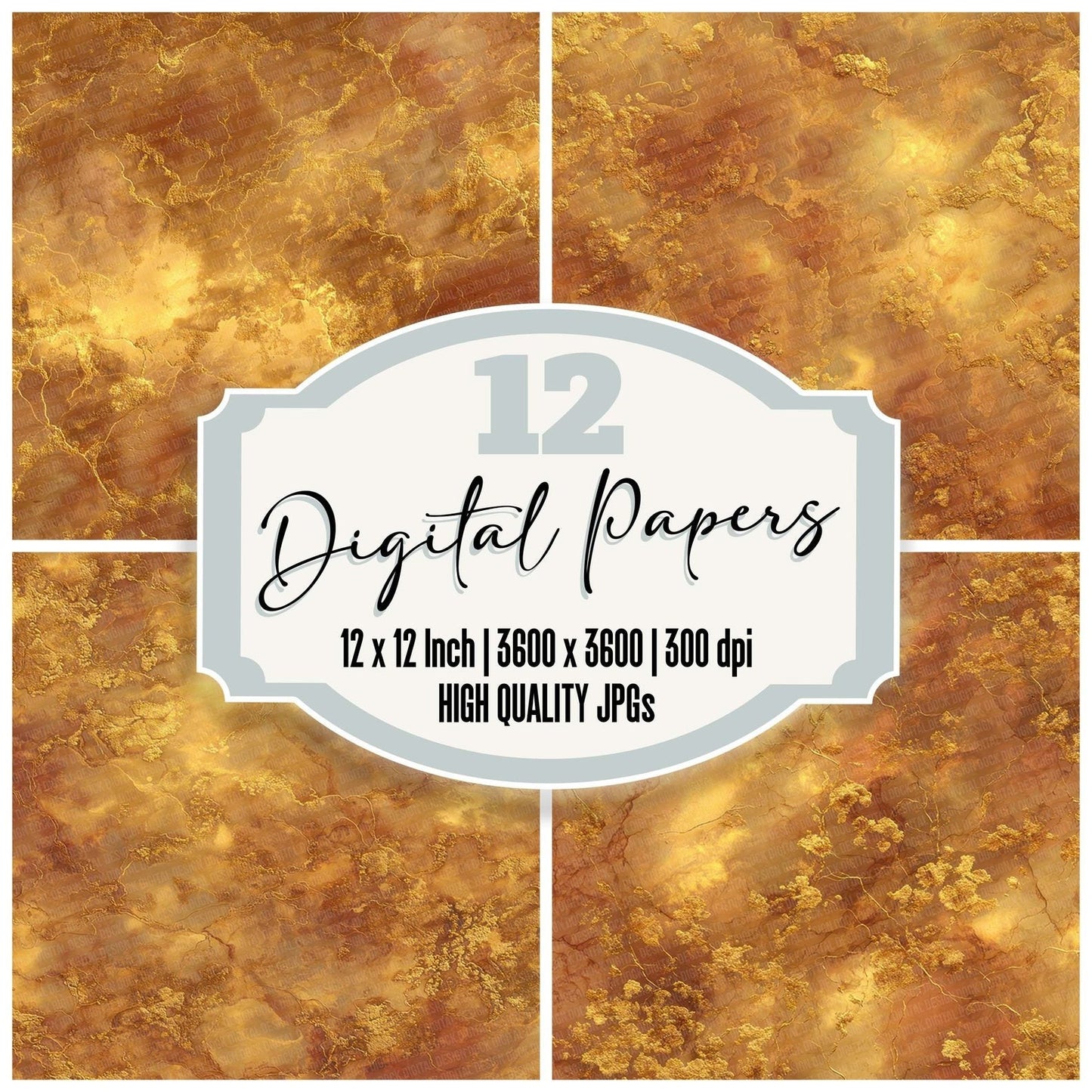 Gold Marble Clouds Digital Paper Pack (DDD001889)