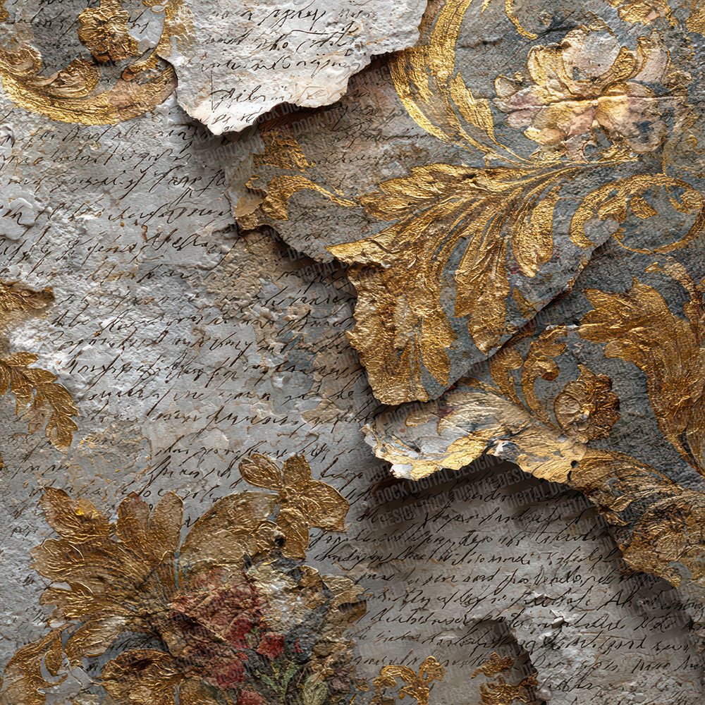 Gold Peel Script Digital Paper Pack (DDD001890)