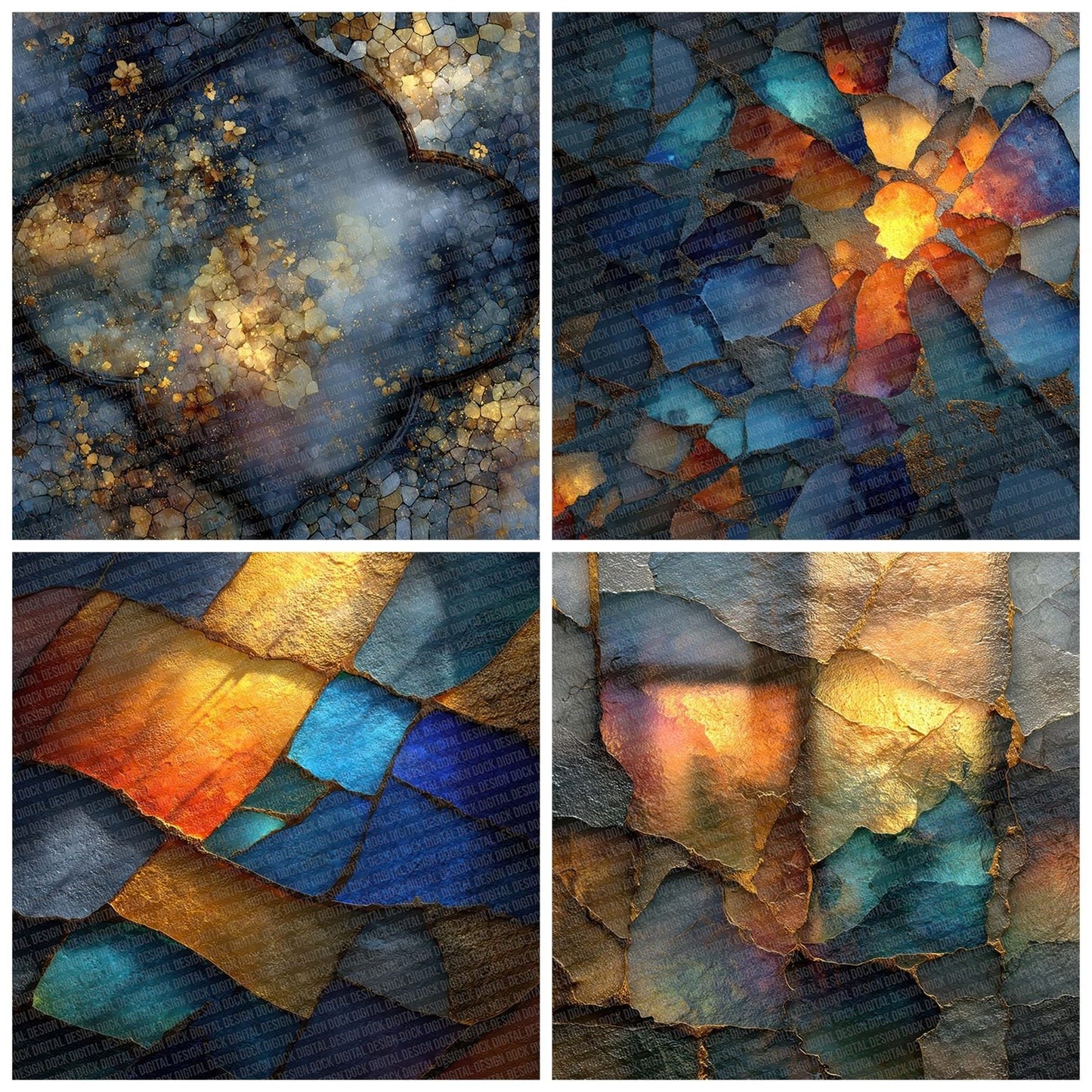 Gold Sapphire Glass Digital Paper Pack (DDD007654)