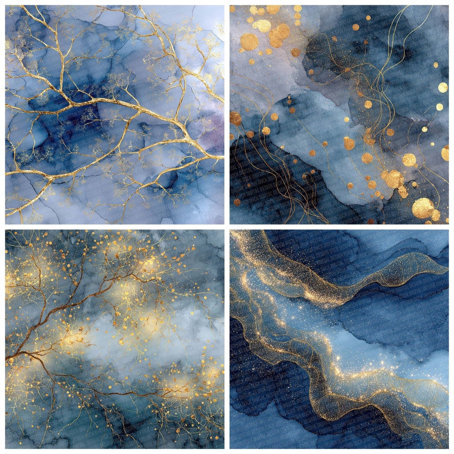 Gold Wire Indigo Digital Paper Pack (DDD001892)