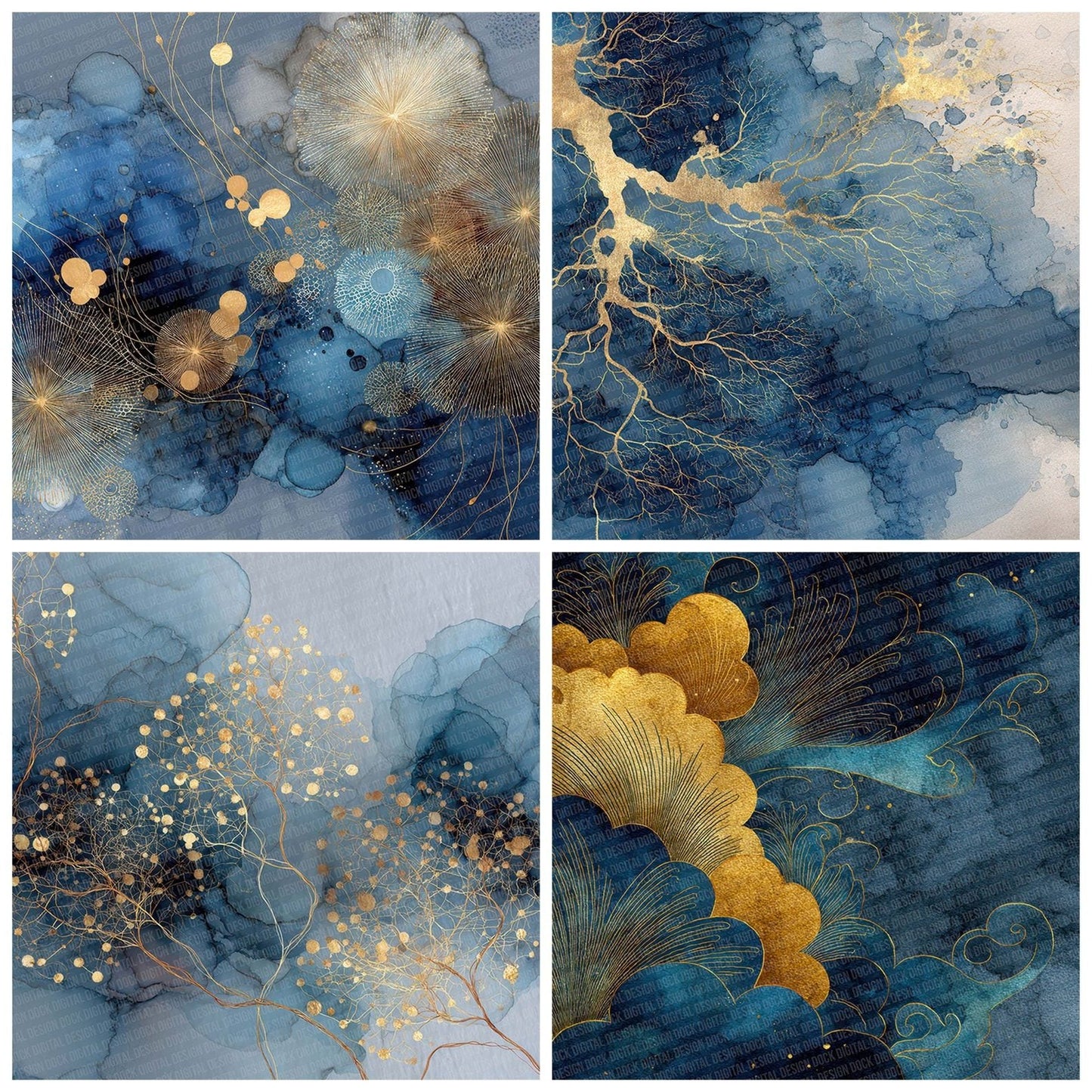 Gold Wire Indigo Digital Paper Pack (DDD001892)