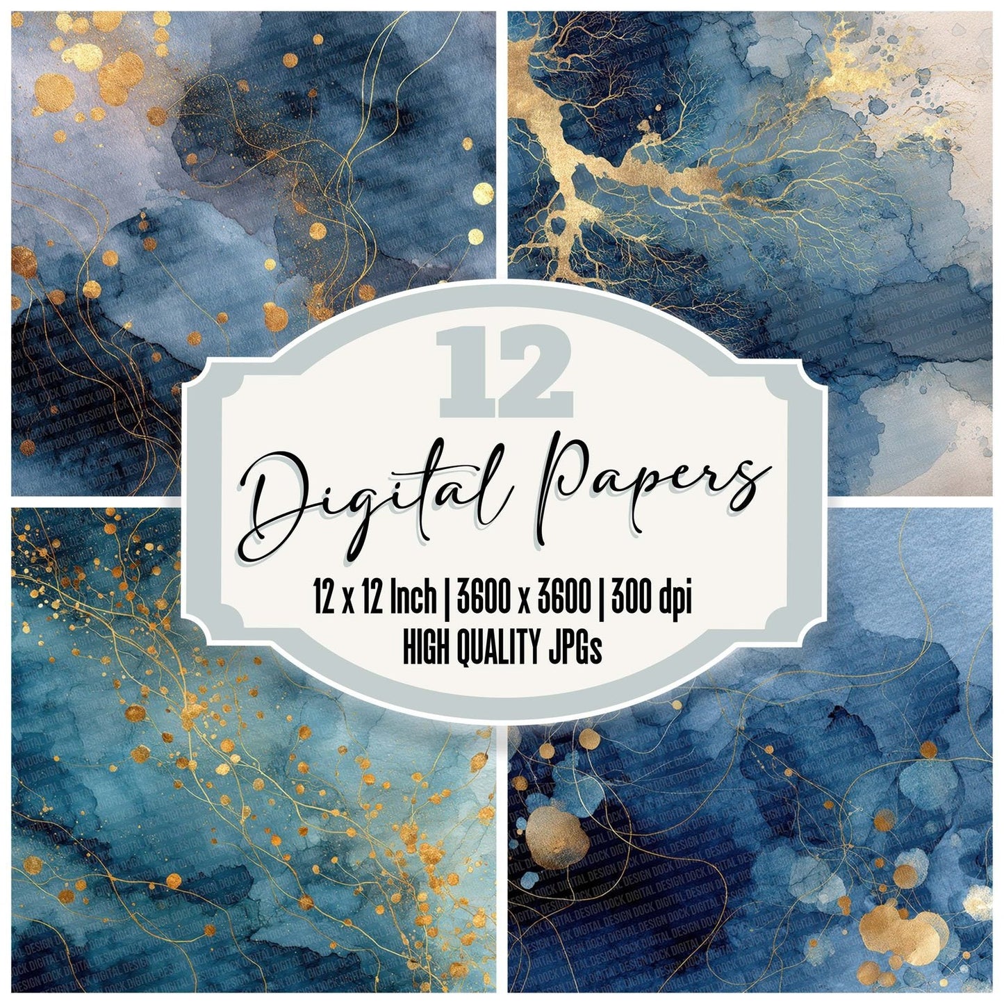 Gold Wire Indigo Digital Paper Pack (DDD001892)