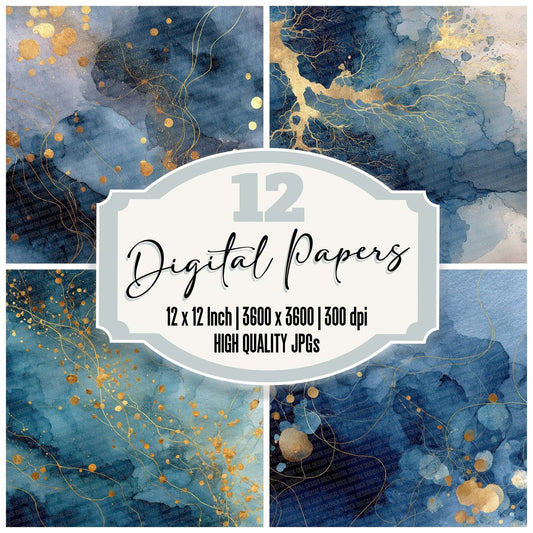 Gold Wire Indigo Digital Paper Pack (DDD001892)