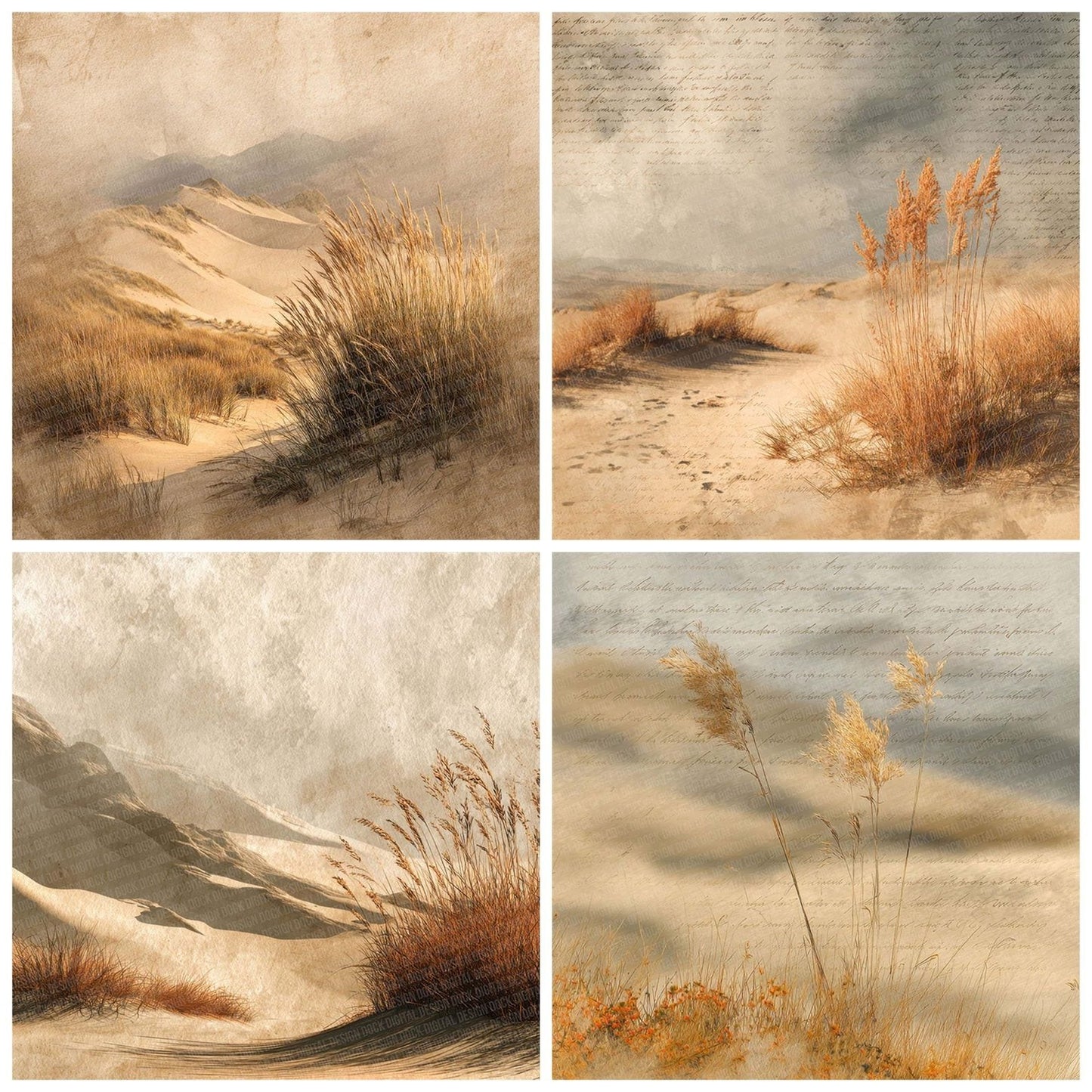 Golden Dune Script Grass Digital Paper Pack (DDD001895)