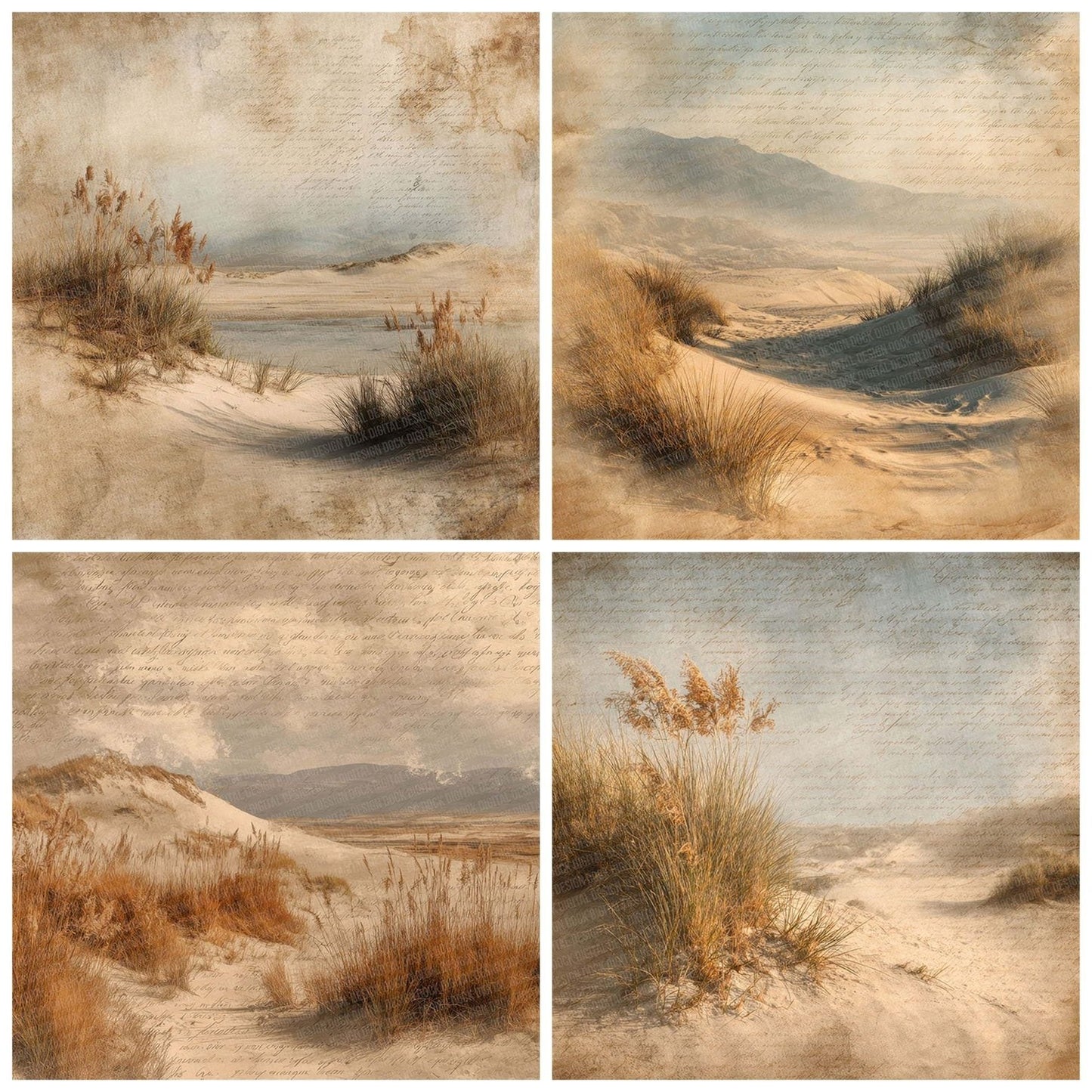 Golden Dune Script Grass Digital Paper Pack (DDD001895)