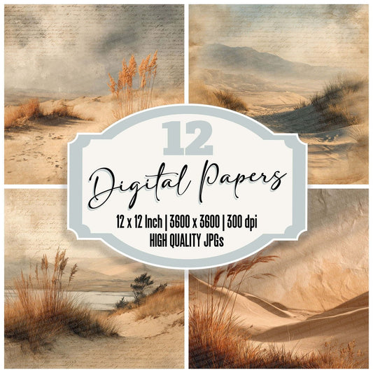 Golden Dune Script Grass Digital Paper Pack (DDD001895)