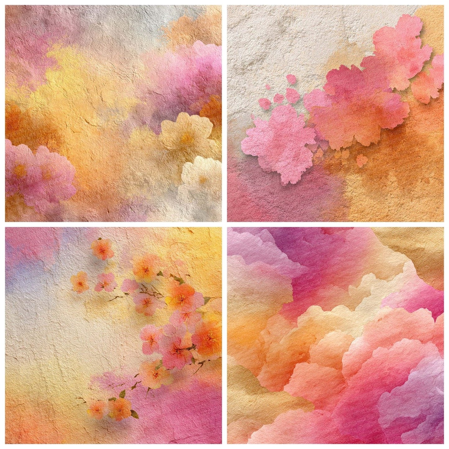 Golden Watercolour Wash Rainbow Digital Paper Pack (DDD001903)