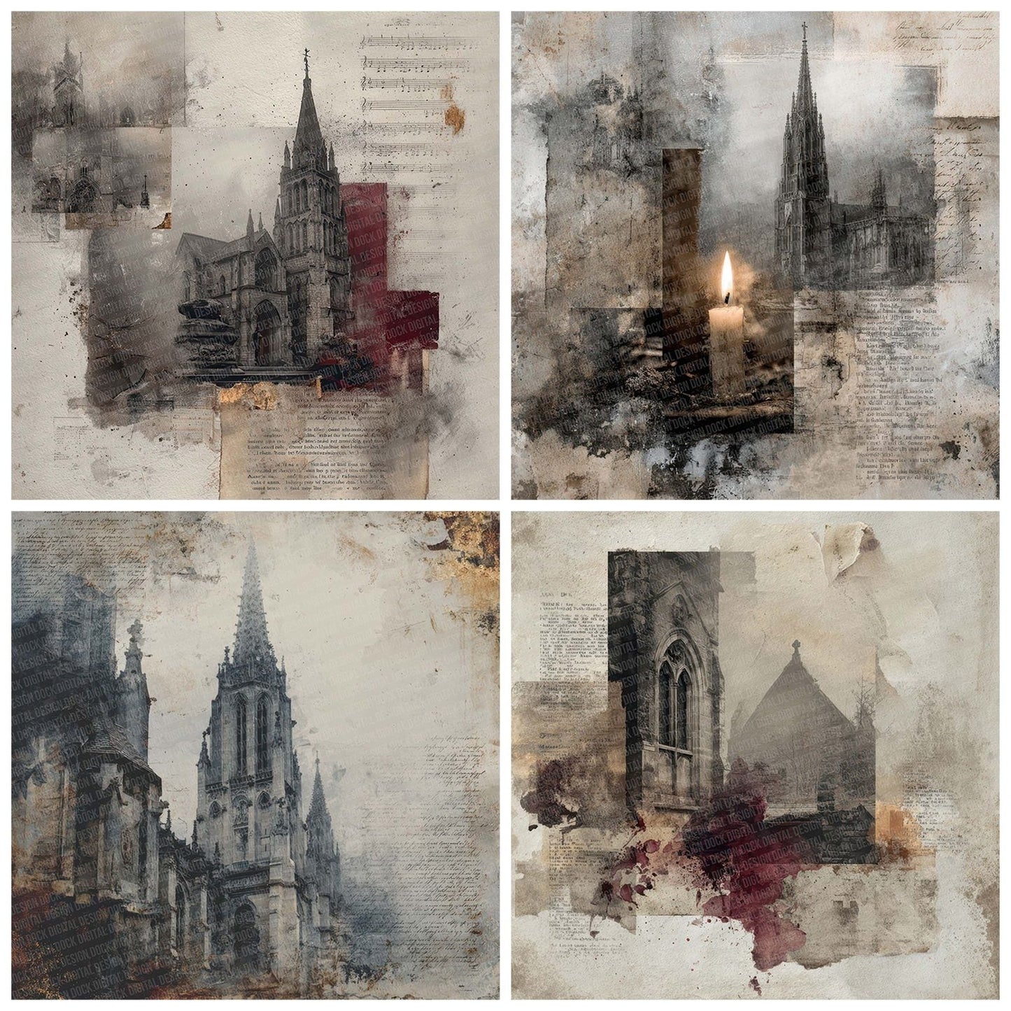 Gothic Chapel Scrap Digital Paper Pack (DDD001911)