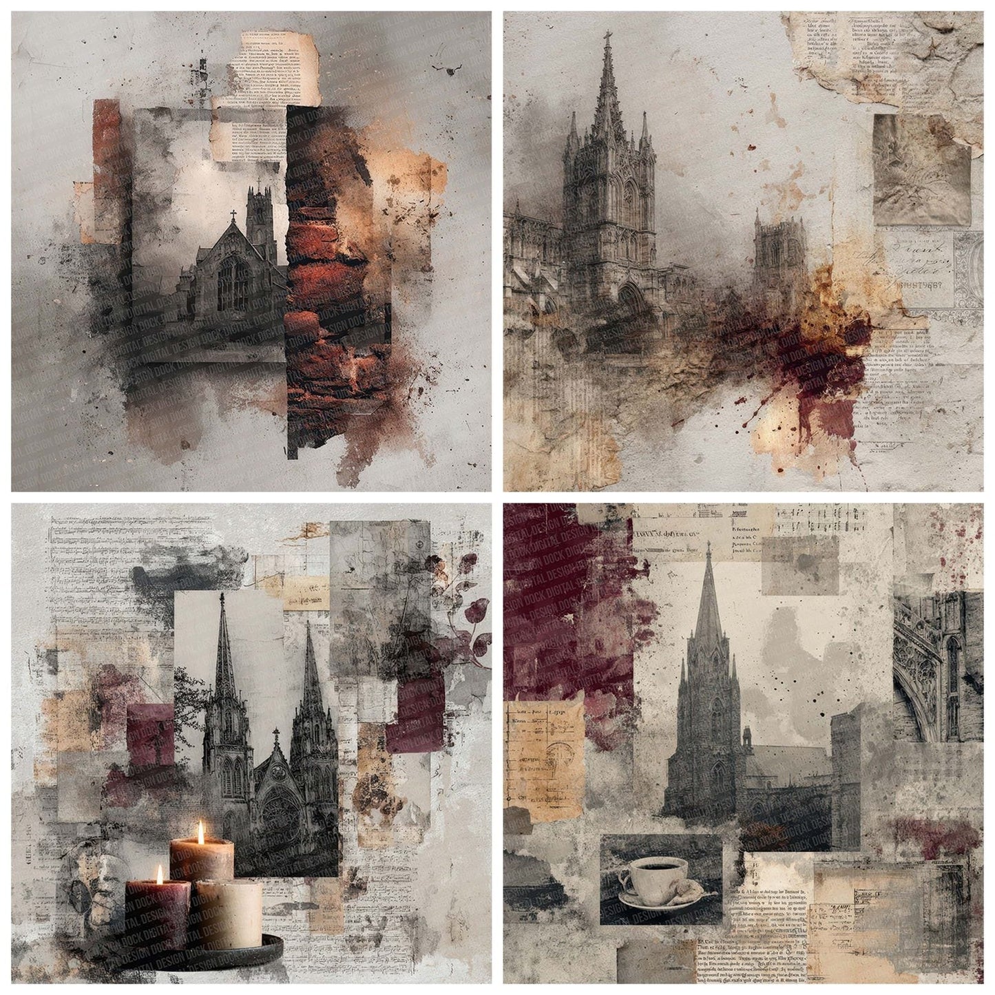 Gothic Chapel Scrap Digital Paper Pack (DDD001911)