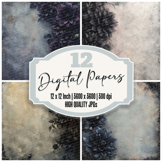 Gothic Dahlia Border Digital Paper Pack (DDD001912)