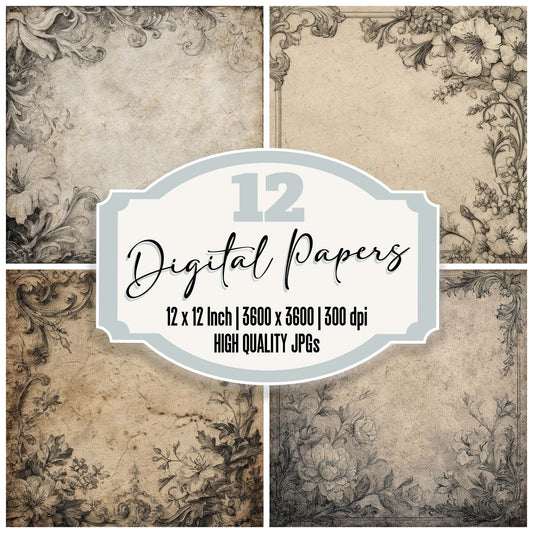 Gothic Margin Fade Digital Paper Pack (DDD001914)