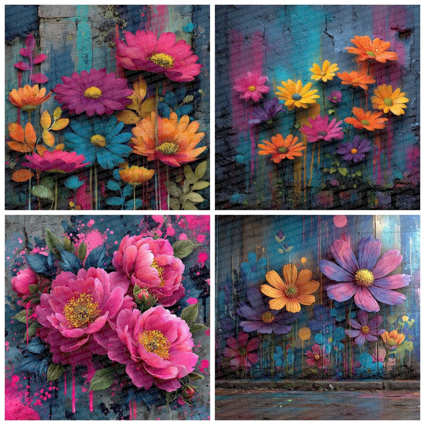 Graffiti Bloom Splash Digital Paper Pack (DDD001923)