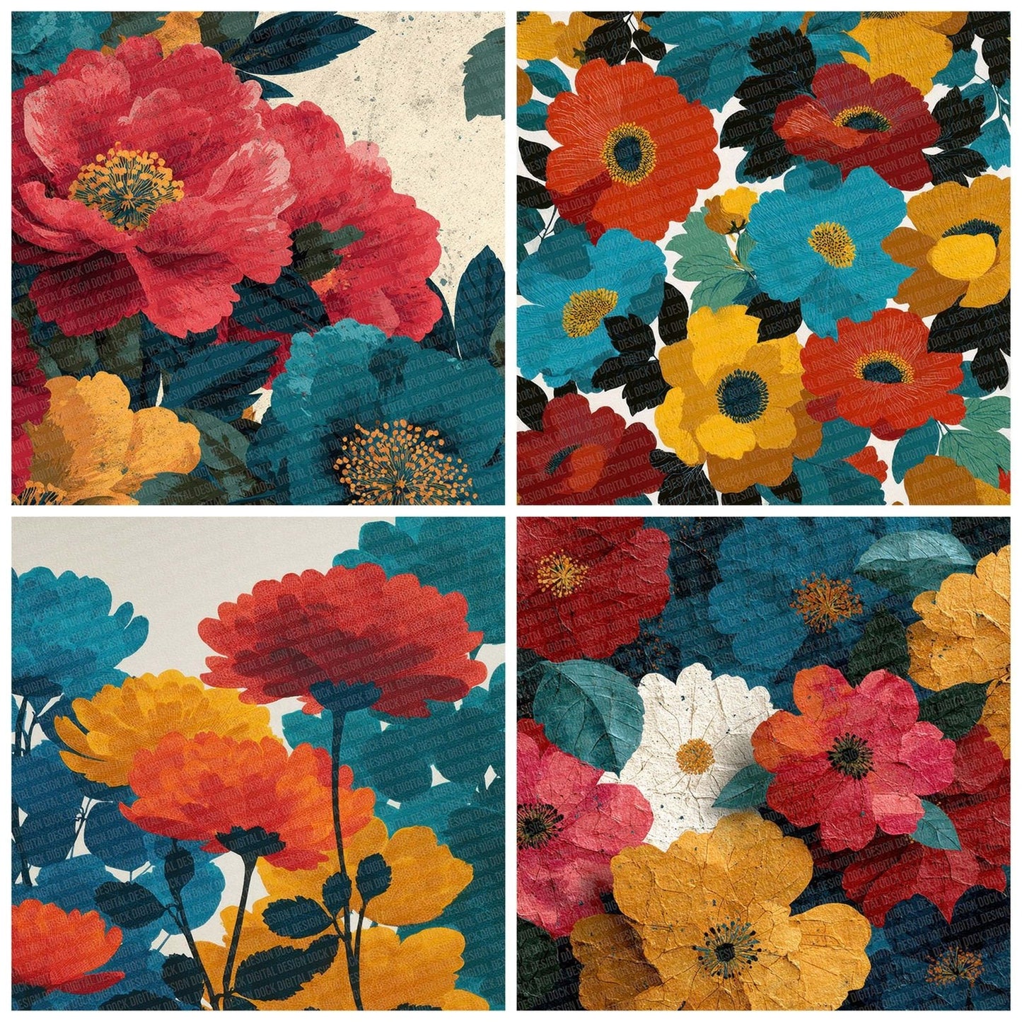 Graphic Botanical Blocks Digital Paper Pack (DDD001930)