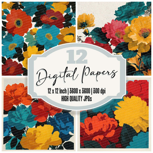 Graphic Botanical Blocks Digital Paper Pack (DDD001930)
