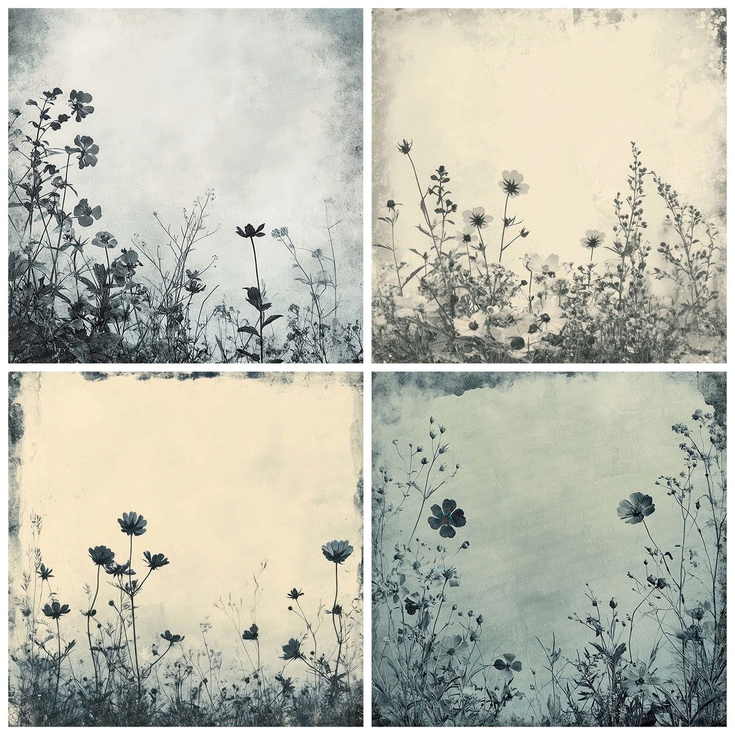 Grayscale Floral Collage Digital Paper Pack (DDD001939)