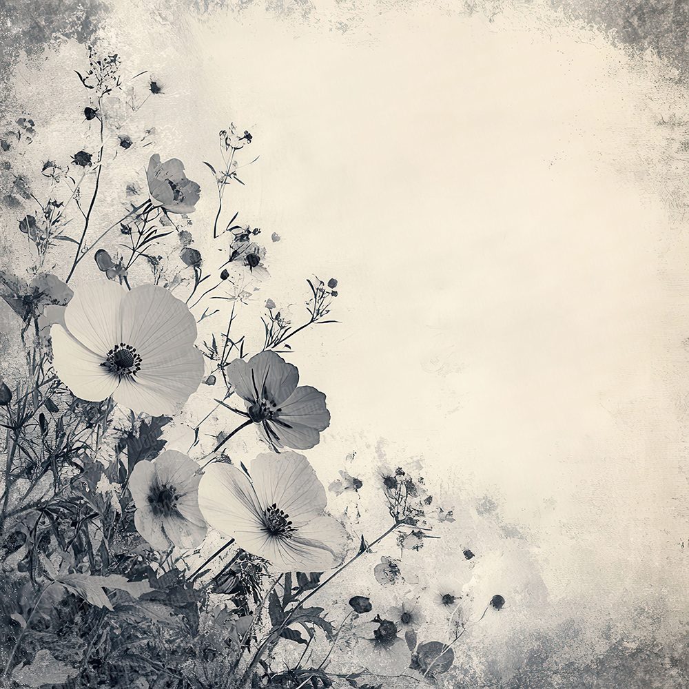 Grayscale Floral Collage Digital Paper Pack (DDD001939)