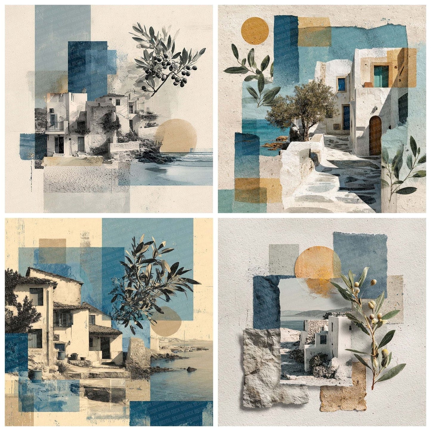 Greek Island Collage Digital Paper Pack (DDD001942)