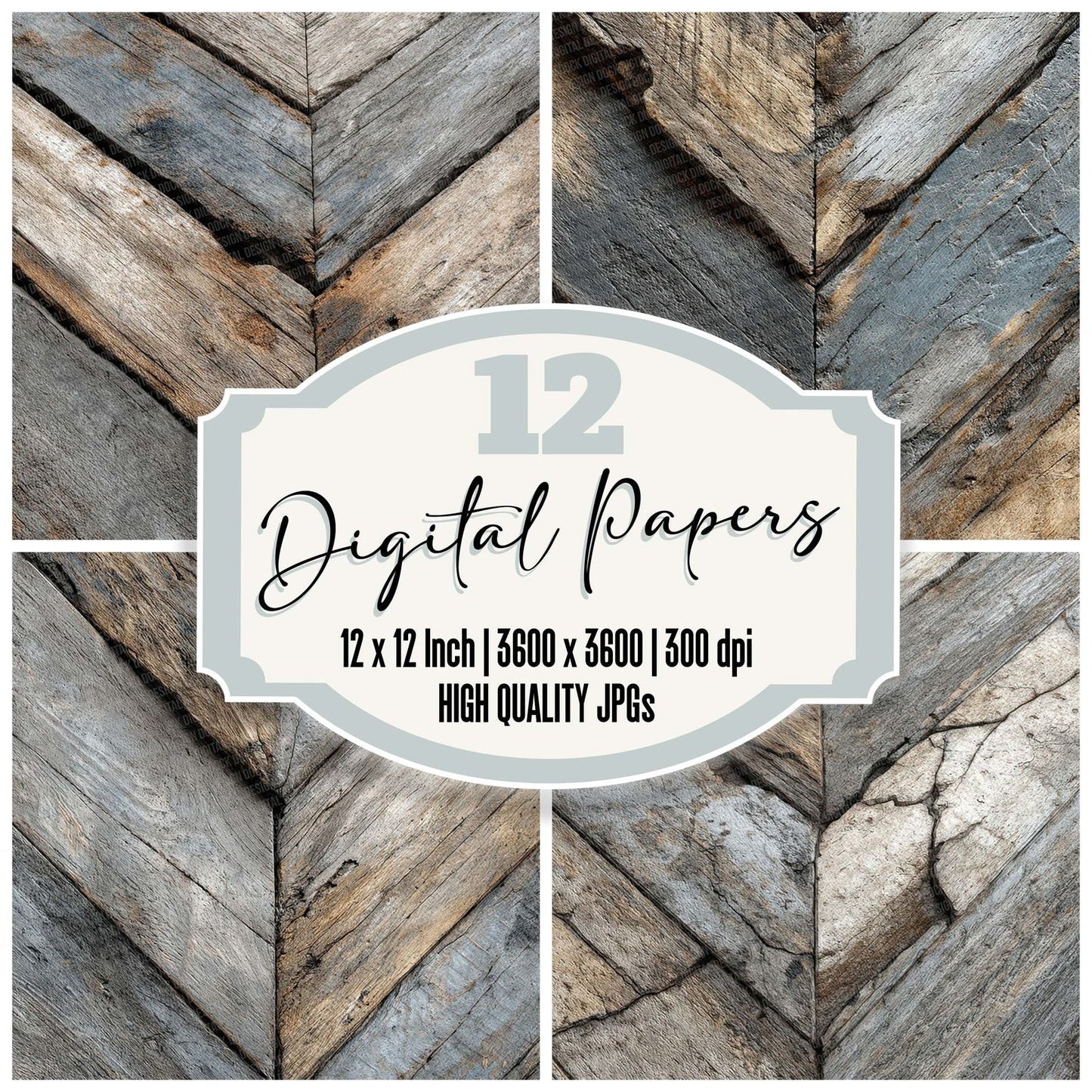 Grey Chevron Wood Floor Pattern Digital Paper Pack (DDD001946)