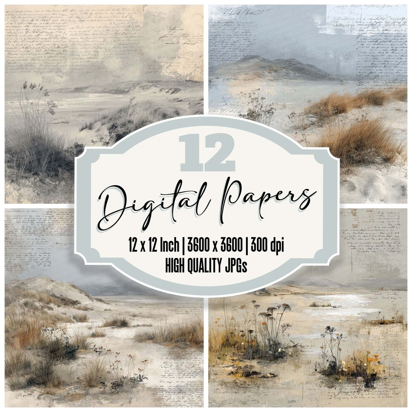 Grey Sketch Dune Notes Digital Paper Pack (DDD001950)