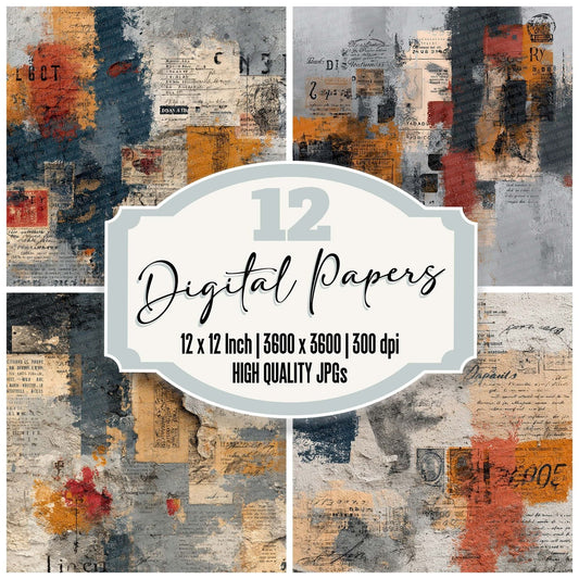 Grunge Map Collage Digital Paper Pack (DDD001960)