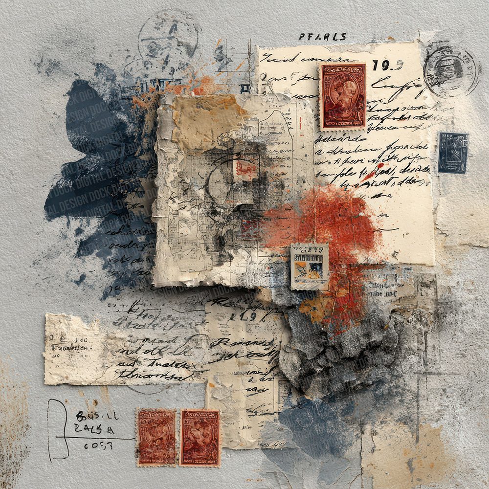 Grunge Map Collage Digital Paper Pack (DDD001960)