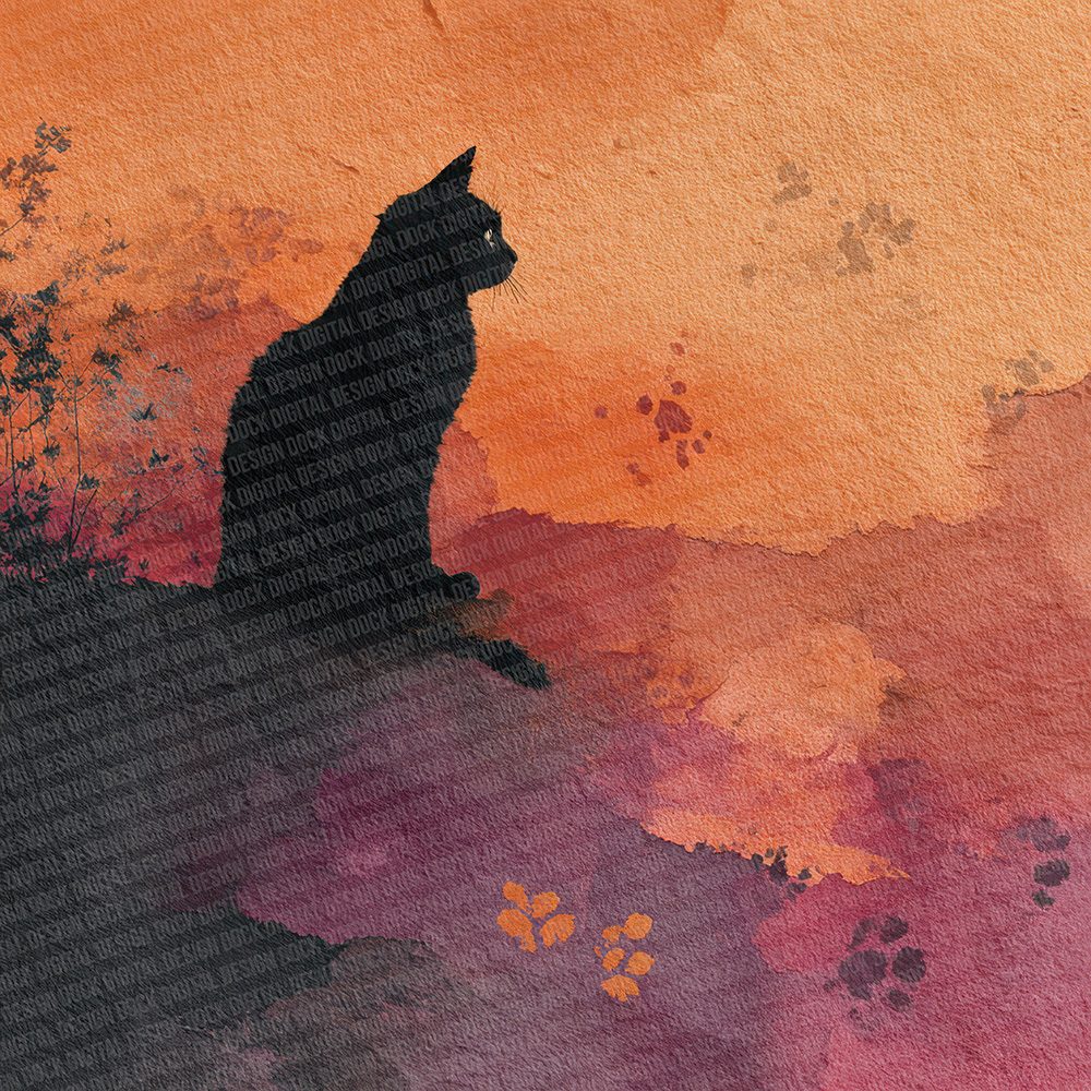 Halloween Black Cat Fade Digital Paper Pack (DDD001970)