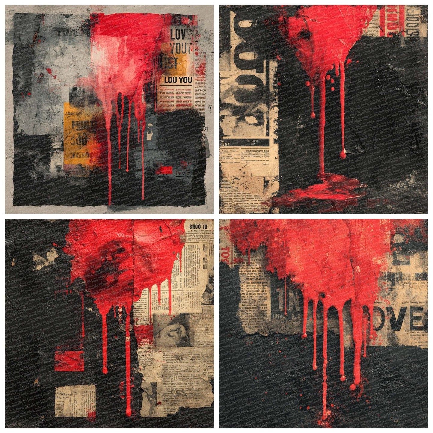 Halloween Blood Black Fade Digital Paper Pack (DDD001971)
