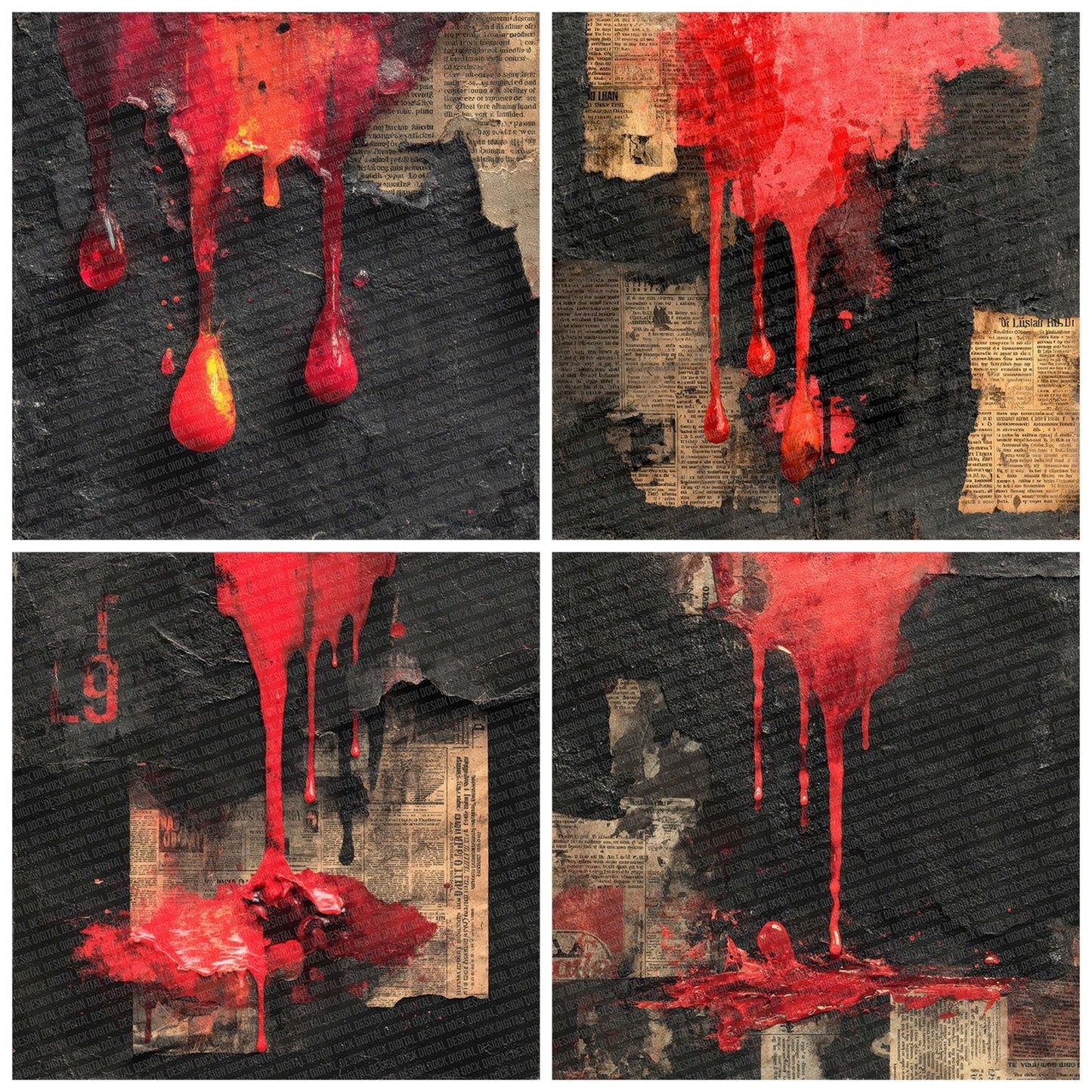 Halloween Blood Black Fade Digital Paper Pack (DDD001971)