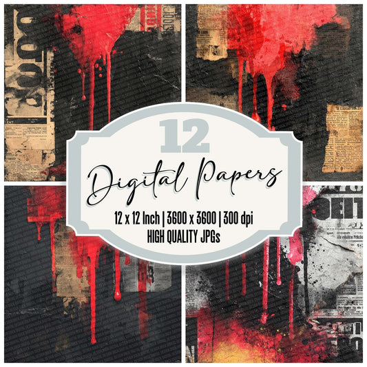 Halloween Blood Black Fade Digital Paper Pack (DDD001971)