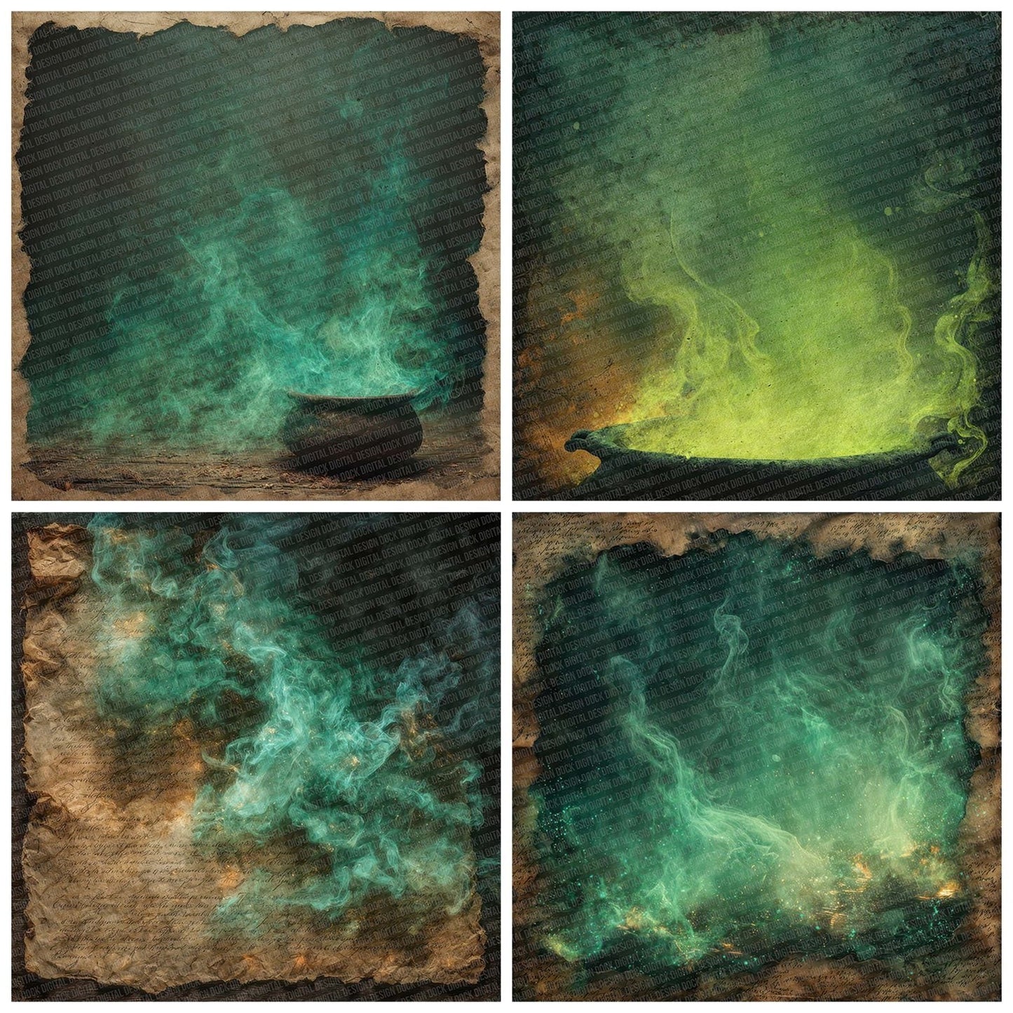 Halloween Cauldron Smoke Digital Paper Pack (DDD001975)