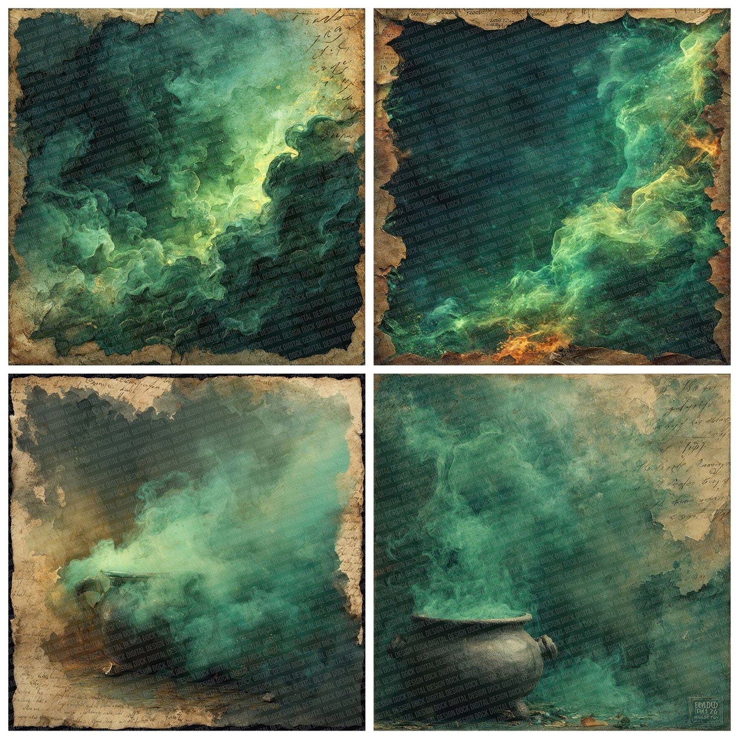 Halloween Cauldron Smoke Digital Paper Pack (DDD001975)