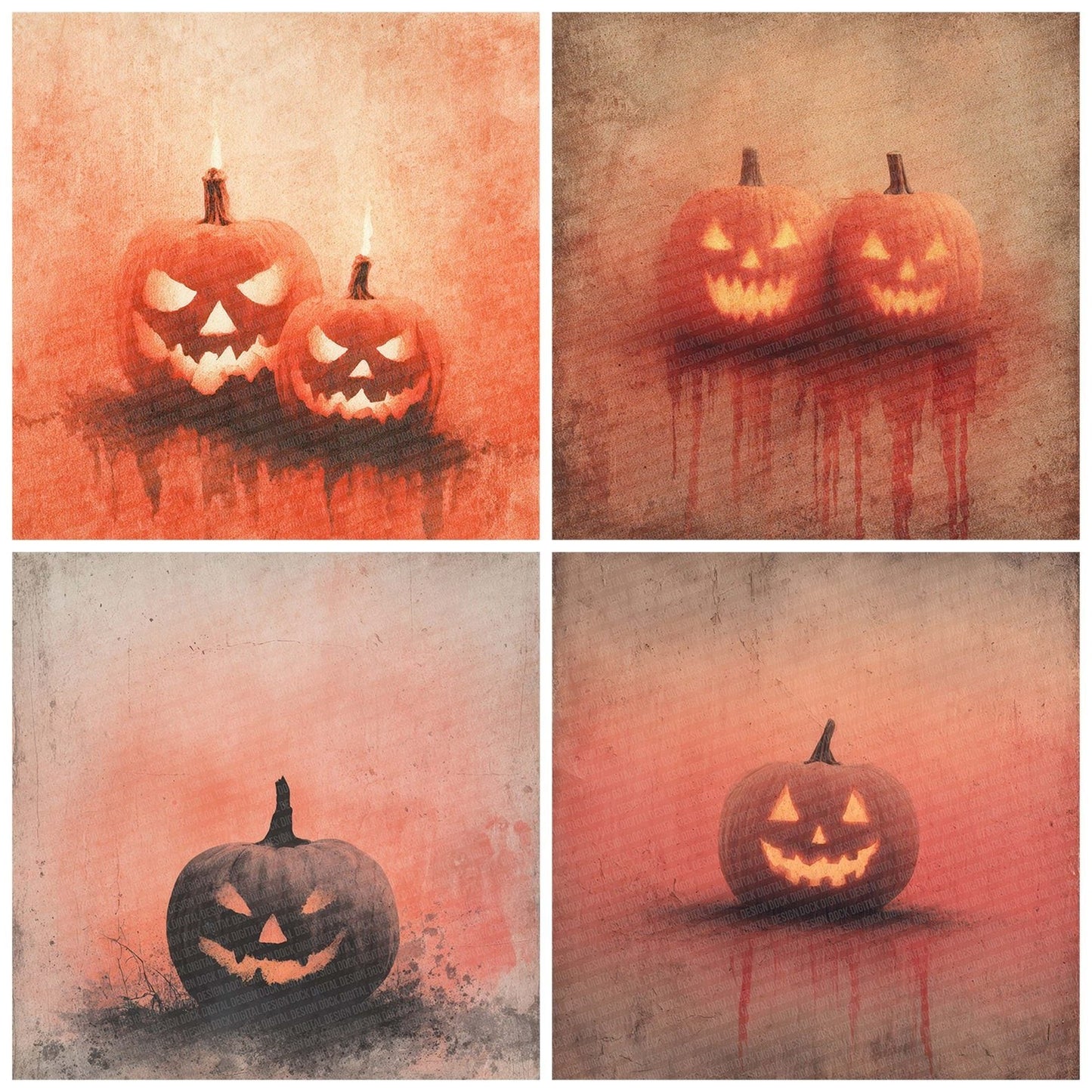 Halloween Pumpkin Glow Digital Paper Pack (DDD001984)