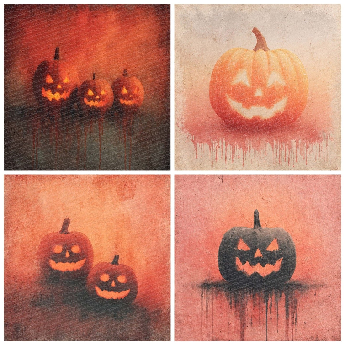 Halloween Pumpkin Glow Digital Paper Pack (DDD001984)