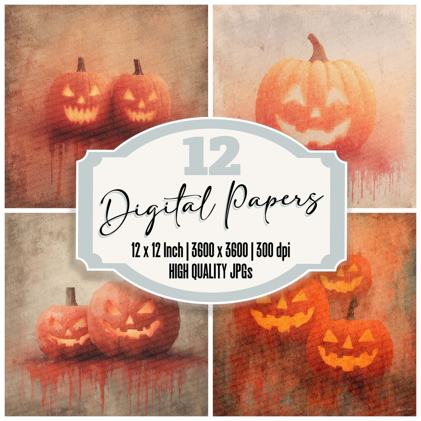 Halloween Pumpkin Glow Digital Paper Pack (DDD001984)