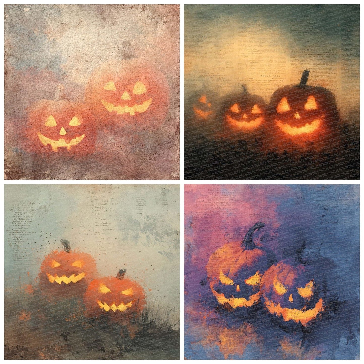 Halloween Pumpkin Stack Digital Paper Pack (DDD001985)