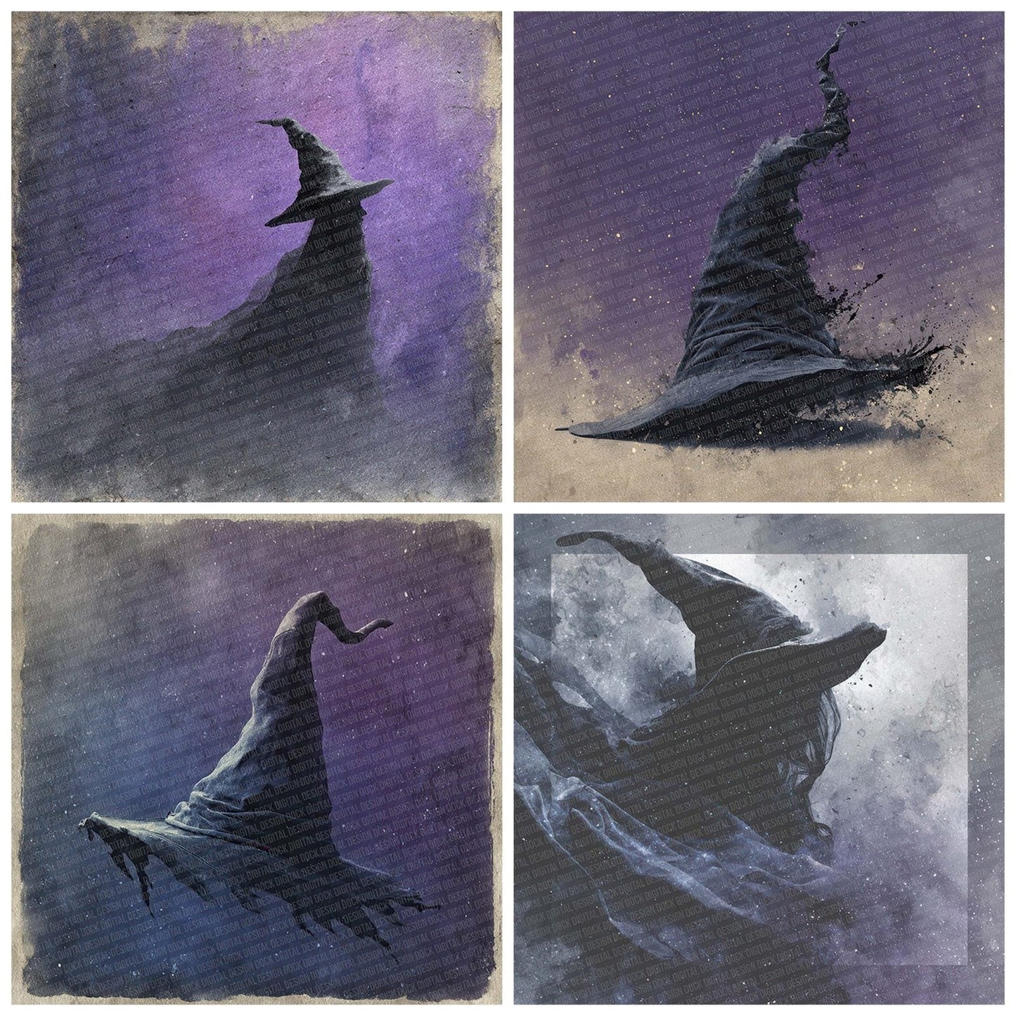 Halloween Witch Hat Fade Digital Paper Pack (DDD001988)