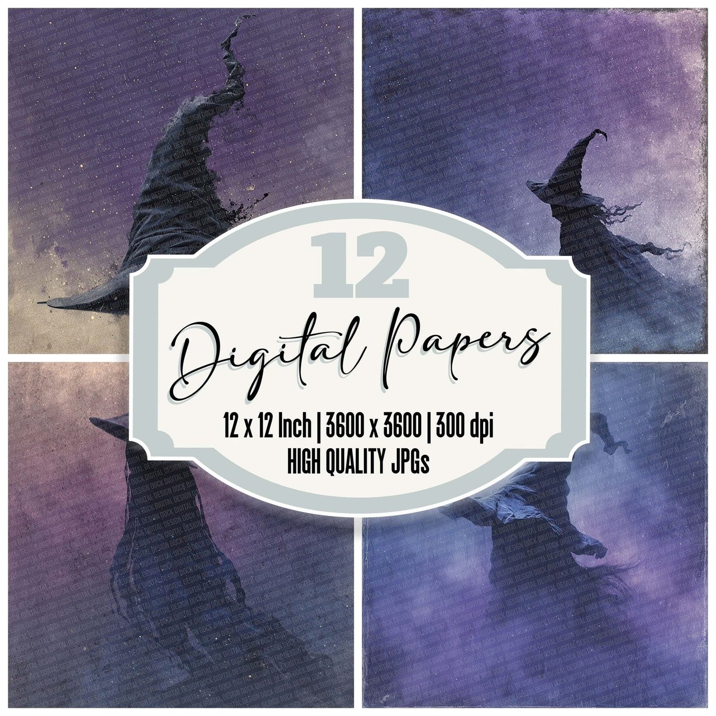Halloween Witch Hat Fade Digital Paper Pack (DDD001988)