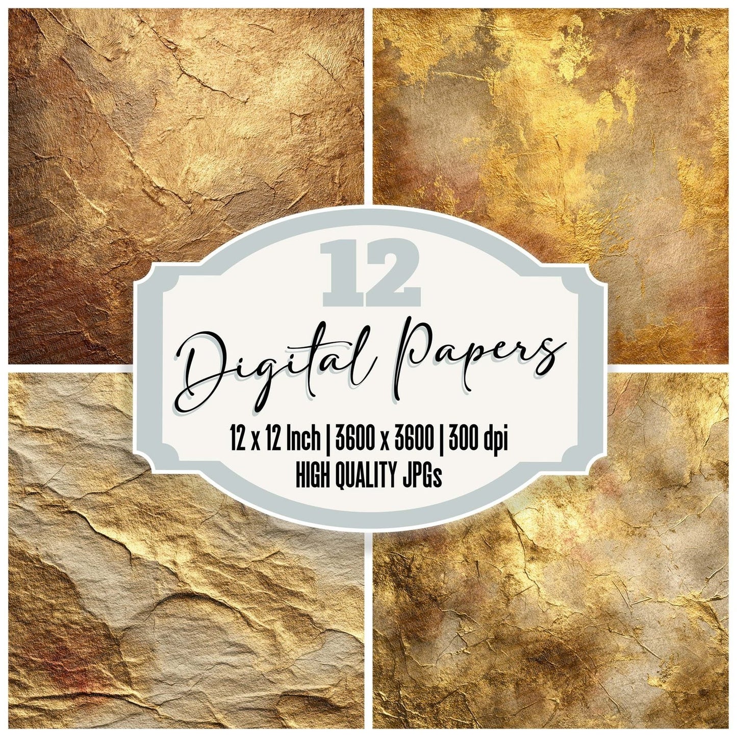 Hammered Gold Glow Digital Paper Pack (DDD001989)