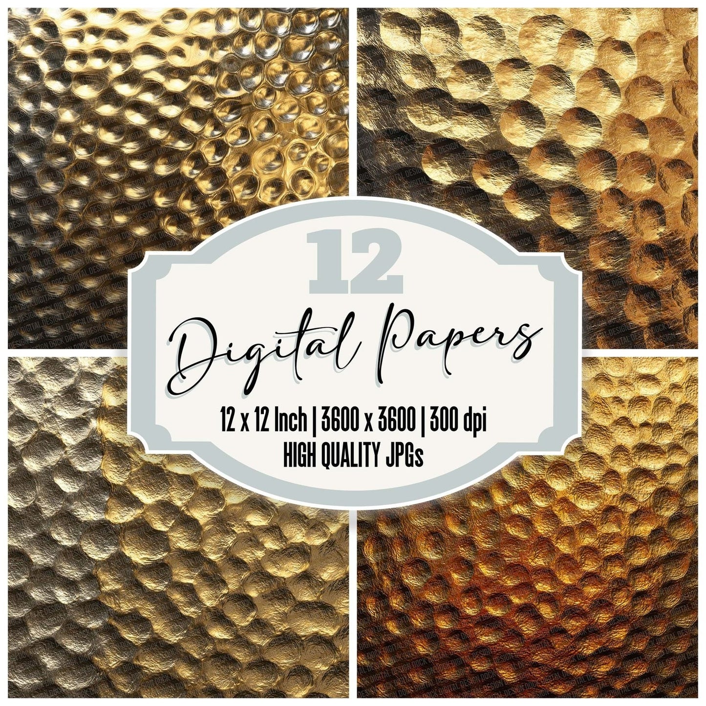 Hammered Gold Texture Digital Paper Pack (DDD001990)