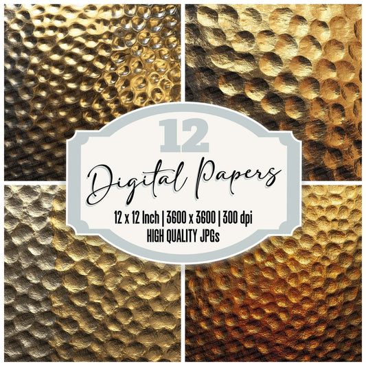 Hammered Gold Texture Digital Paper Pack (DDD001990)