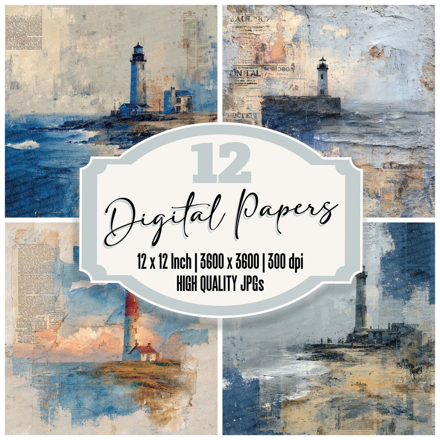 Harbor Poster Rip Digital Paper Pack (DDD001993)