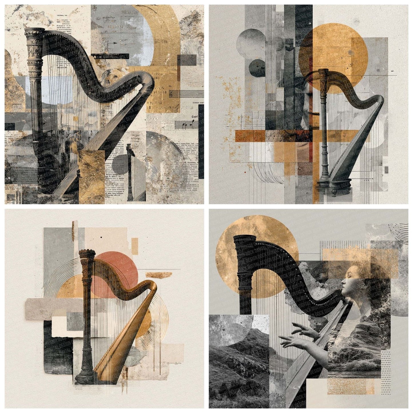 Harp String Moodboard Digital Paper Pack (DDD001995)