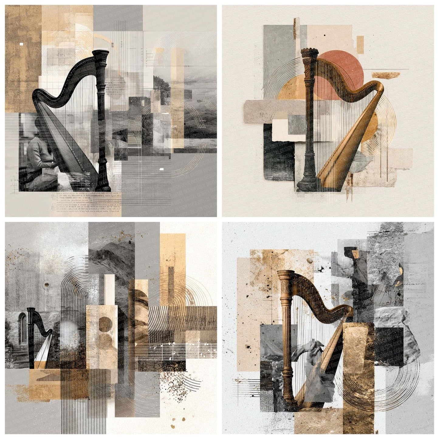 Harp String Moodboard Digital Paper Pack (DDD001995)