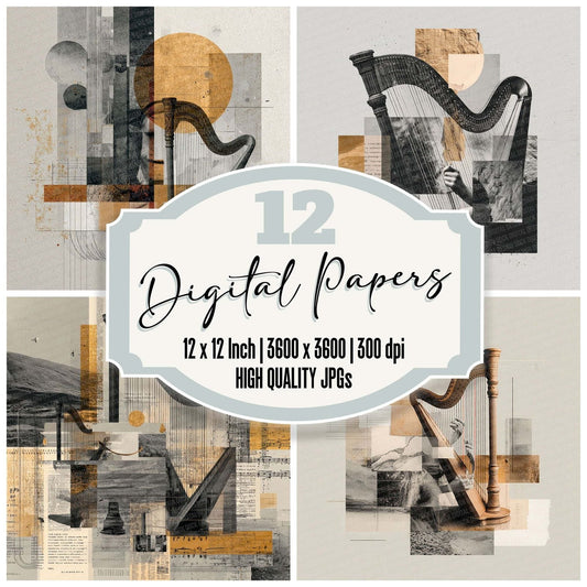 Harp String Moodboard Digital Paper Pack (DDD001995)