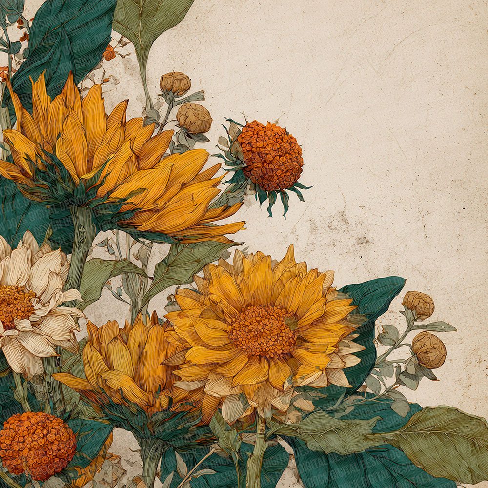Harvest Sunflower Border Digital Paper Pack (DDD001996)