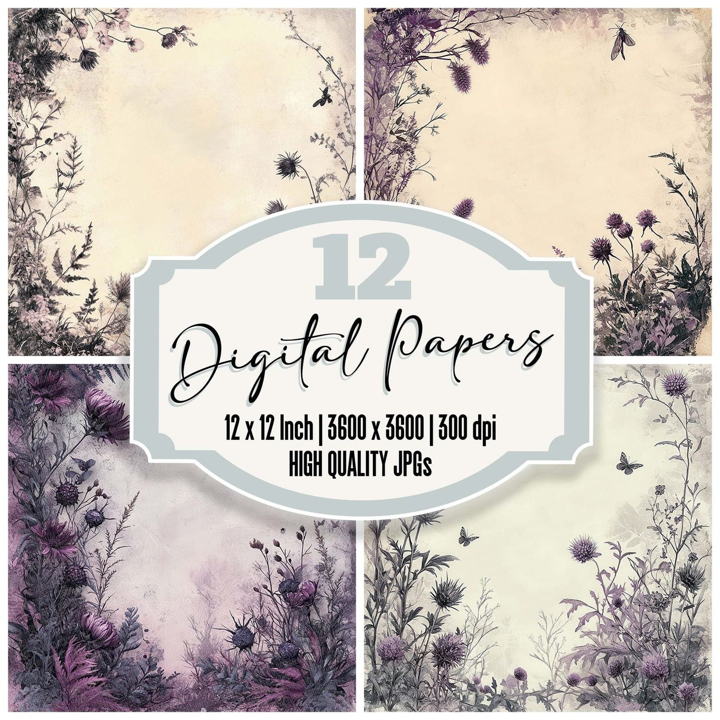 Haunted Thistle Frame Digital Paper Pack (DDD001997)