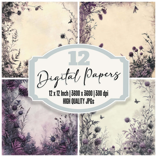 Haunted Thistle Frame Digital Paper Pack (DDD001997)