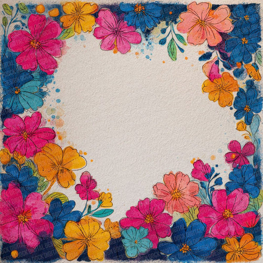 Holi Floral Border Digital Paper Pack (DDD002023)