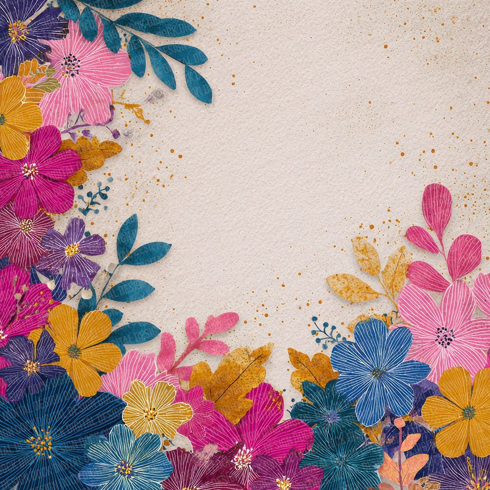 Holi Floral Border Digital Paper Pack (DDD002023)